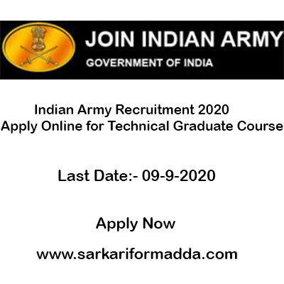 Indian Army Recruitment 2020 – Apply Online for Technical Graduate Course