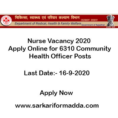 Nurse Vacancy 2020 - Apply Online for 6310 Community Health Officer Posts